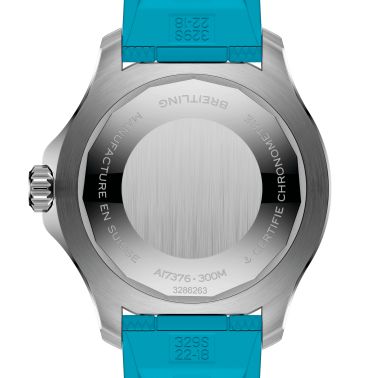 Breitling Superocean automatic watch turquoise dial turquoise rubber strap 44 mm A17376211L2S2