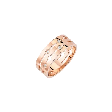 Bague Dinh Van Pulse moyen modèle en or rose et diamants