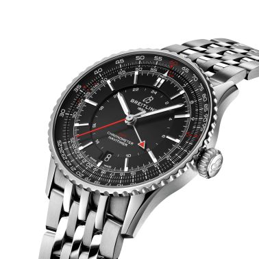 Breitling Navitimer GMT 2024 automatic watch black dial steel bracelet 41 mm
