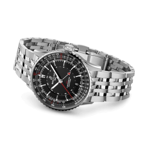 Breitling Navitimer GMT 2024 automatic watch black dial steel bracelet 41 mm