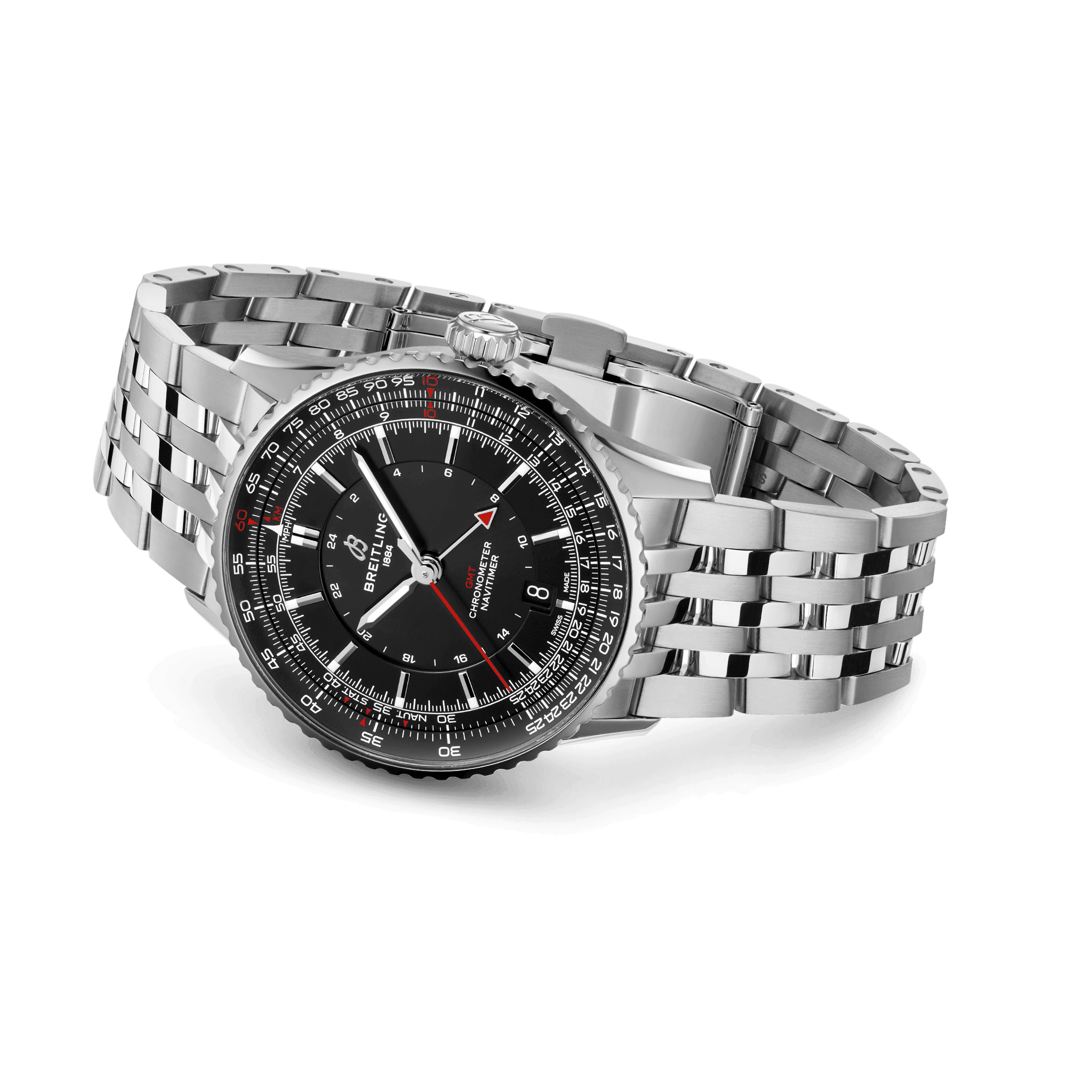 Montre Breitling Navitimer GMT 2024 automatique cadran noir bracelet acier 41 mm A32310251B1A1