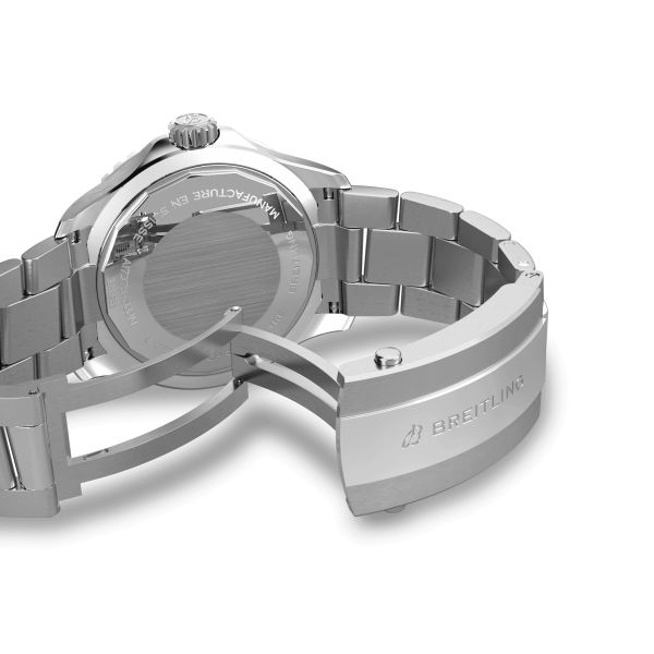 Breitling Superocean automatic watch blue dial steel bracelet 42 mm