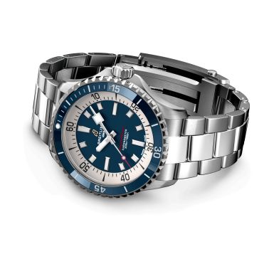 Breitling Superocean automatic watch blue dial steel bracelet 42 mm