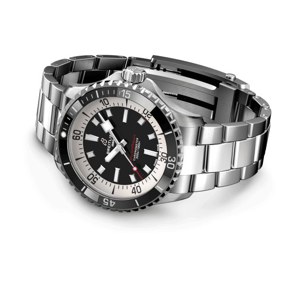 Breitling Superocean automatic watch black dial steel bracelet 42 mm