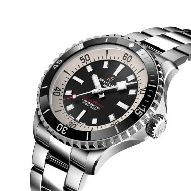 Breitling Superocean automatic watch black dial steel bracelet 42 mm