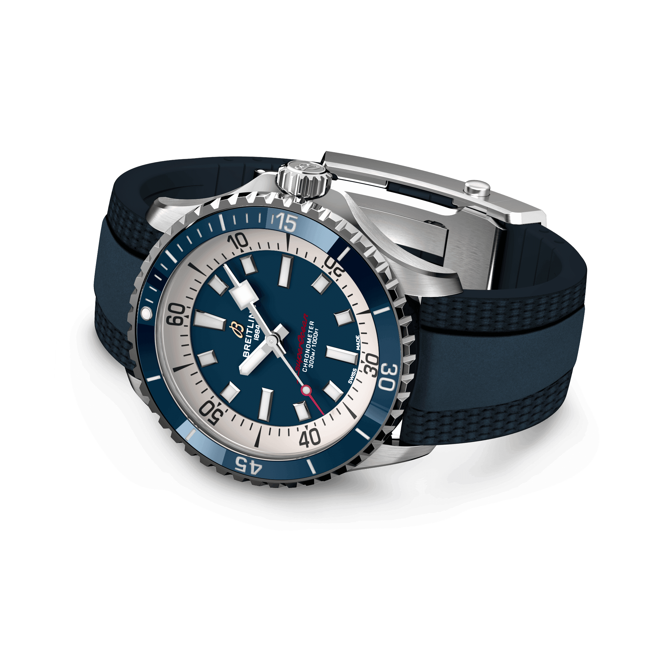 Montre Breitling Superocean automatique cadran bleu bracelet caoutchouc bleu 42 mm A17375E71C1S1