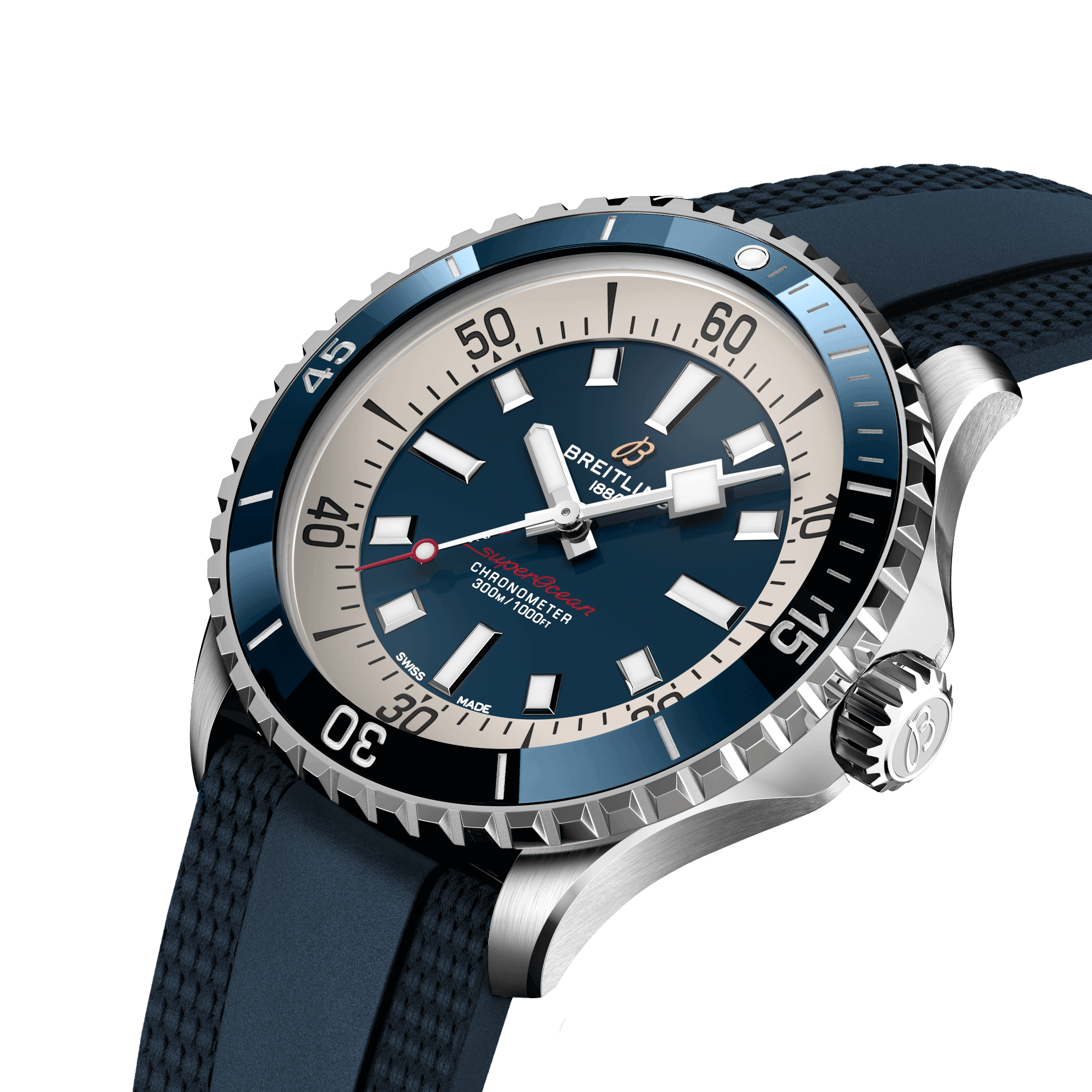 Montre Breitling Superocean automatique cadran bleu bracelet caoutchouc bleu 42 mm A17375E71C1S1