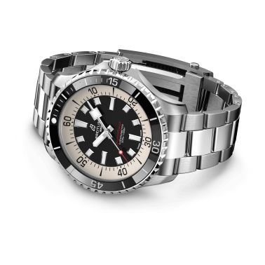 Breitling Superocean automatic watch black dial steel bracelet 44 mm