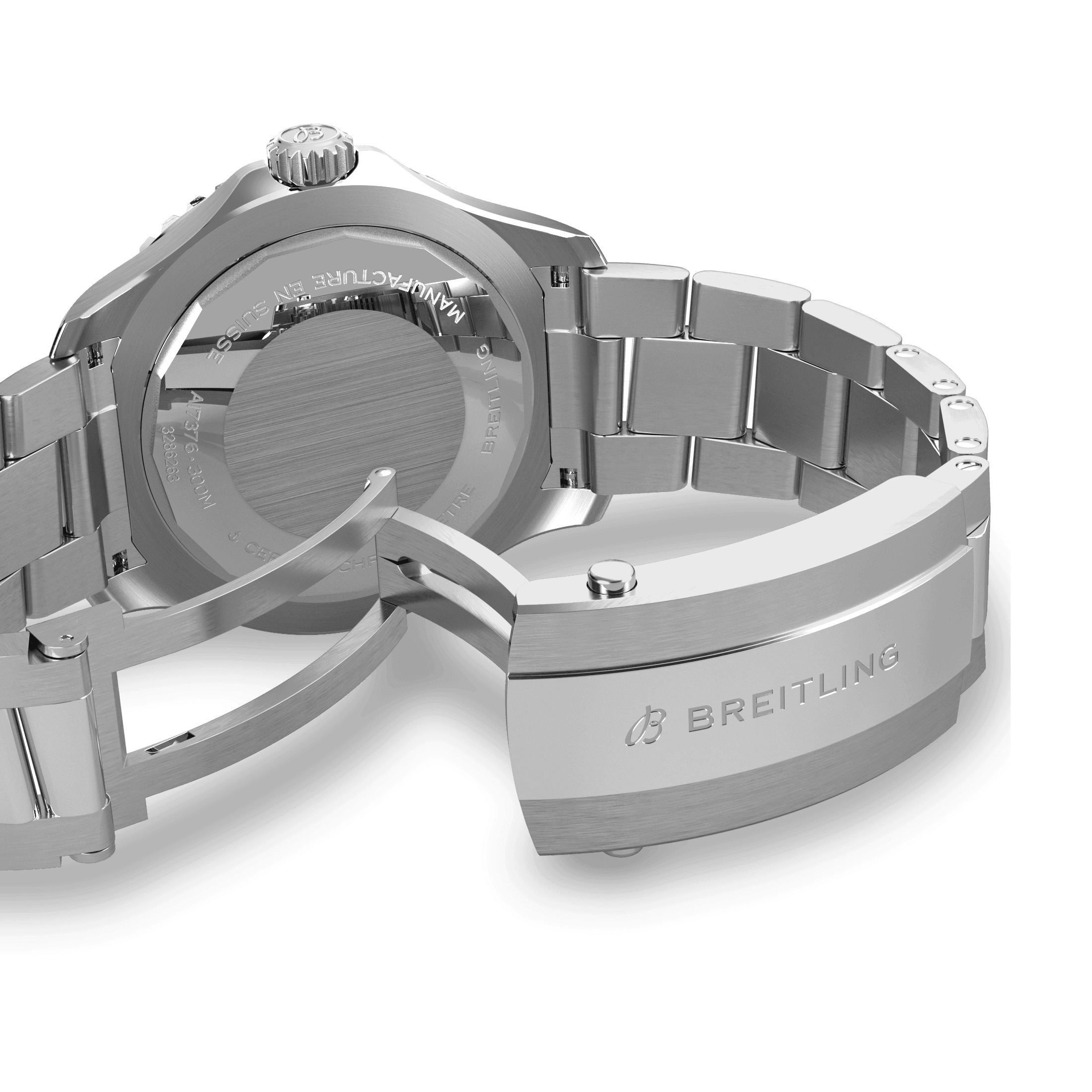 Breitling Superocean automatic watch black dial steel bracelet 44 mm