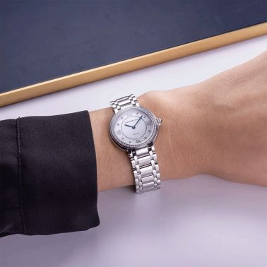 Montre Herbelin Galet Diamants quartz cadran nacre bracelet acier 28 mm