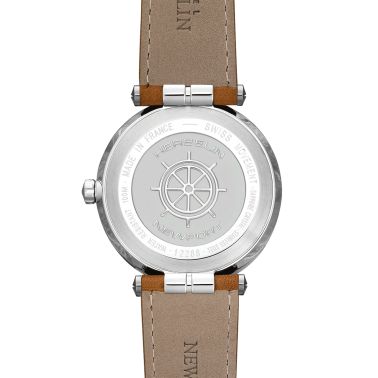 Herbelin Newport Quartz blue dial brown leather strap 40,5 mm