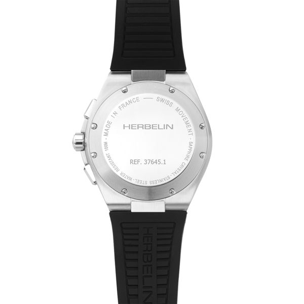 Herbelin Cap Camarat quartz chronograph black dial rubber strap 42 mm