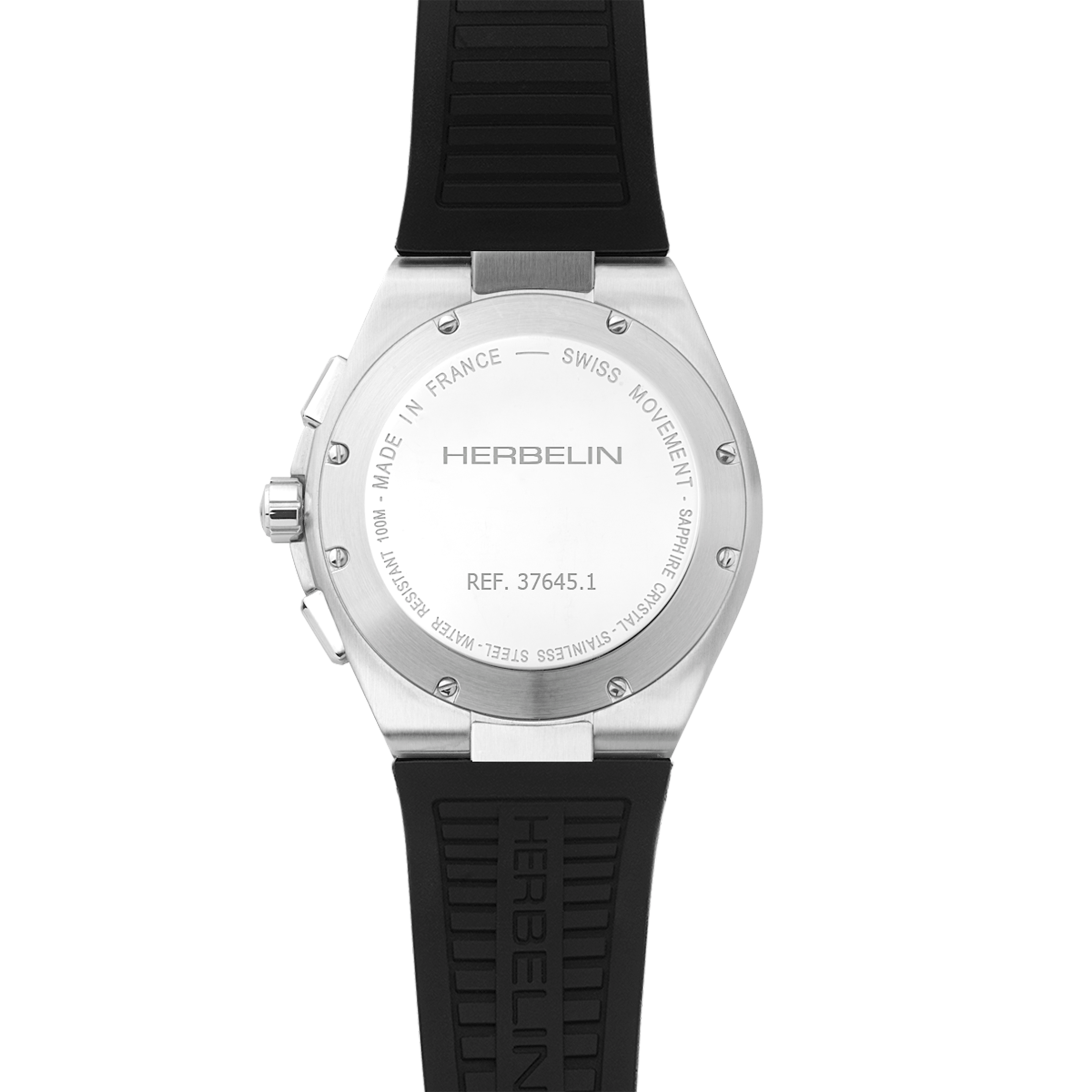 Herbelin Cap Camarat quartz chronograph black dial rubber strap 42 mm
