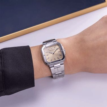 Montre Herbelin Cap Camarat Square quartz cadran champagne bracelet acier 30 x 30 mm