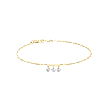 Bracelet La Brune et La Blonde Pampilles en or jaune 3 diamants taille brillant 0,30 carat - Soldat_PL