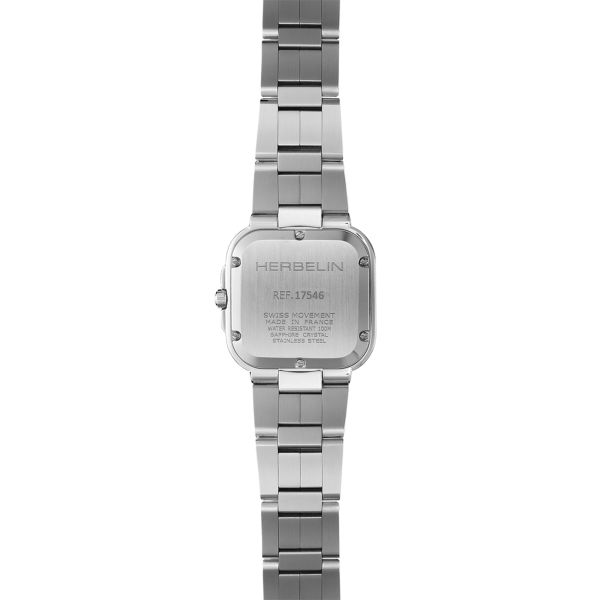 Montre Herbelin Cap Camarat Square quartz cadran blanc bracelet acier 30 x 30 mm