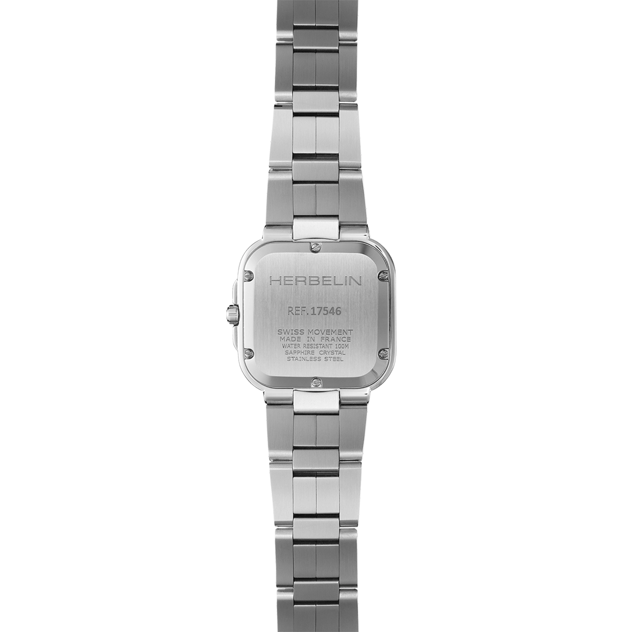 Montre Herbelin Cap Camarat Square quartz cadran blanc bracelet acier 30 x 30 mm