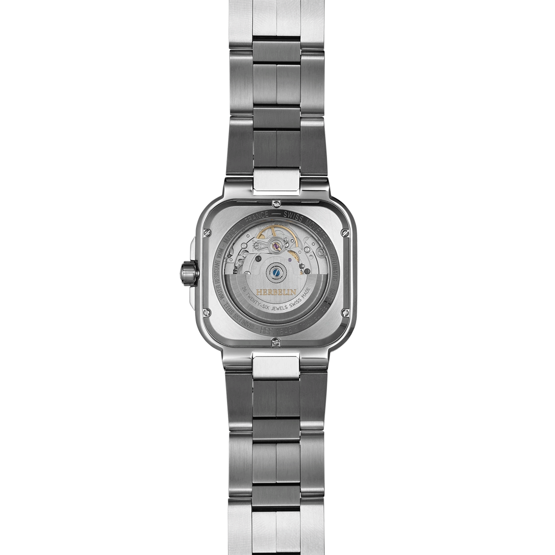 Montre Herbelin Cap Camarat Square Automatique cadran bleu bracelet acier 39 x 39 mm