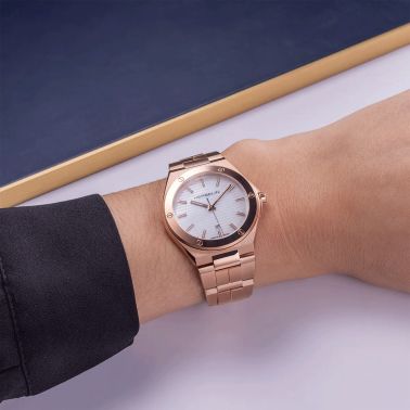 Montre Herbelin Cap Camarat Dame Quartz PVD or rose cadran nacre bracelet acier 33 mm