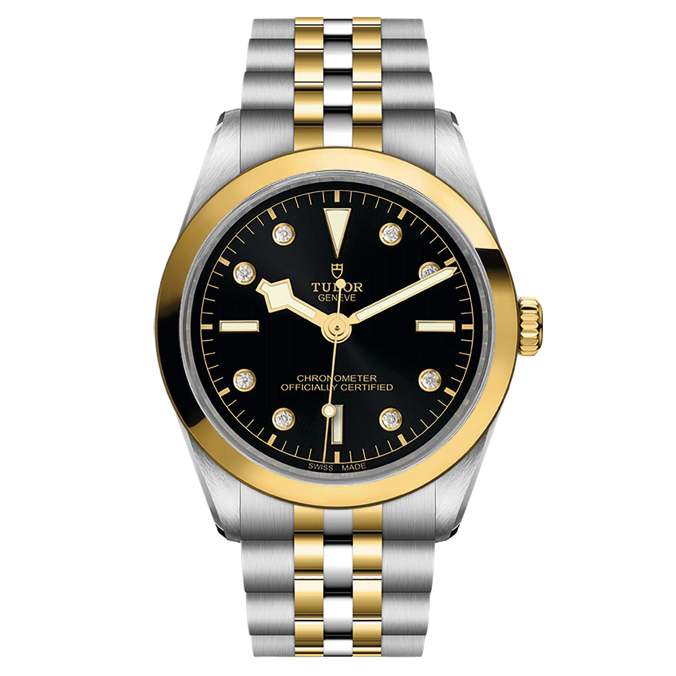 Montre Tudor Black Bay 36 S&G automatique index diamants cadran noir bracelet acier et or jaune 36 mm M79643-0006