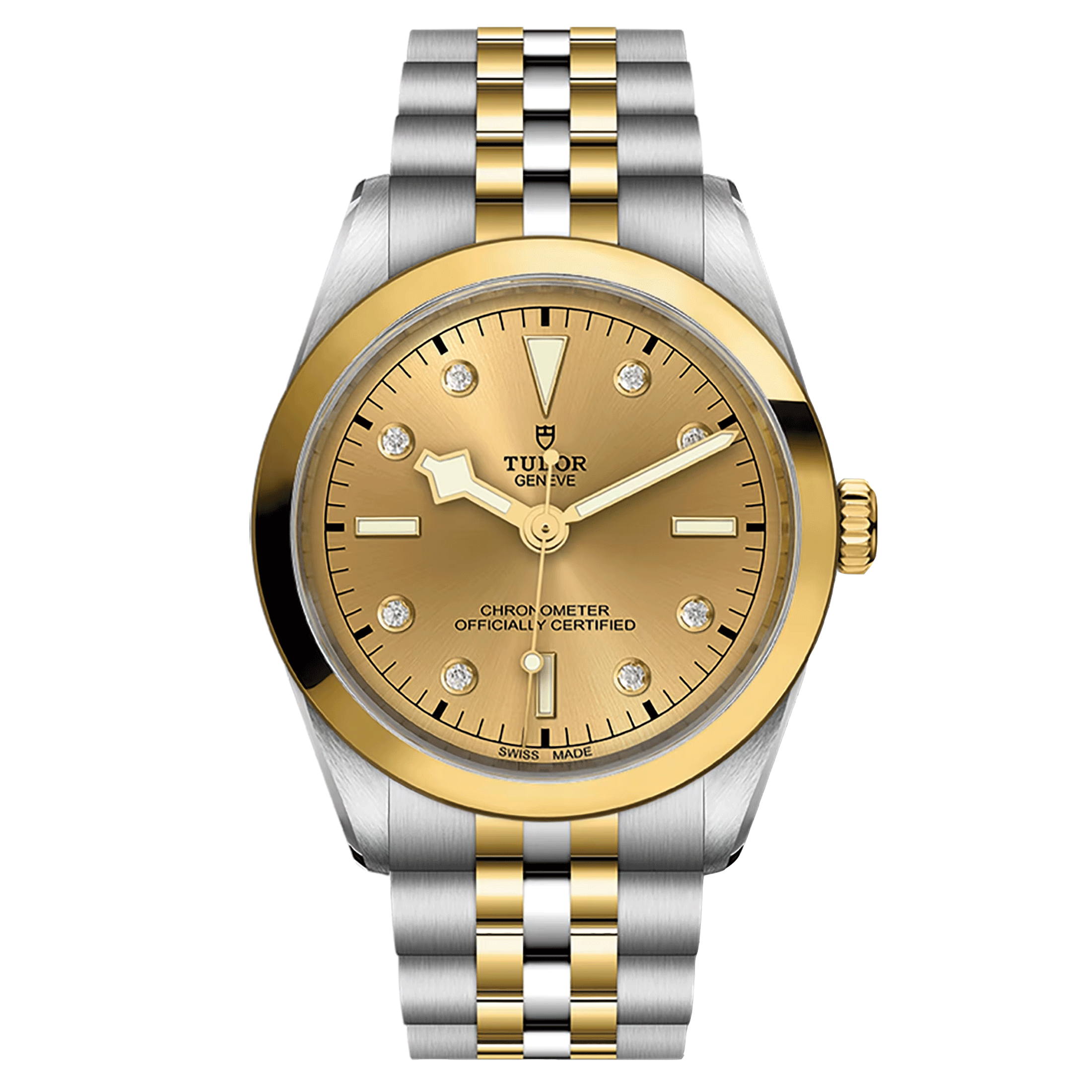 Montre Tudor Black Bay 36 S&G automatique index diamants cadran champagne bracelet acier et or jaune 36 mm M79643-0008