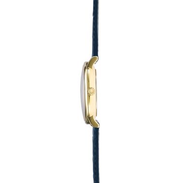 Herbelin Inspiration quartz small seconds PVD Yellow Gold blue dial leather strap 32 mm