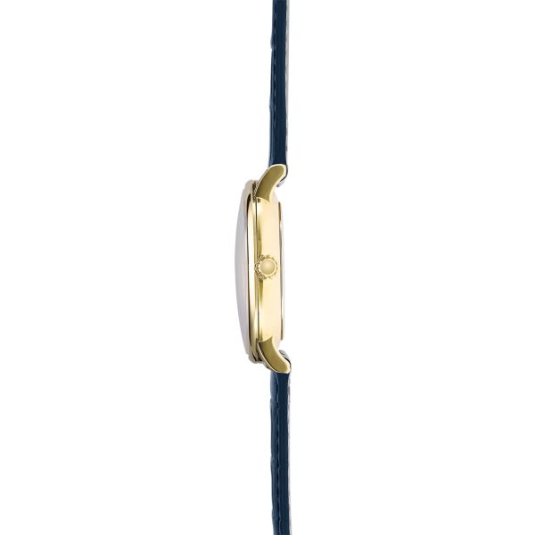 Herbelin Inspiration quartz small seconds PVD Yellow Gold blue dial leather strap 32 mm