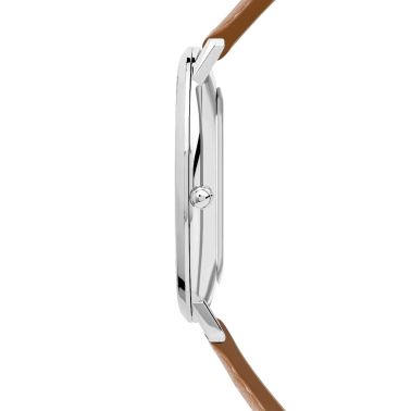 Montre Herbelin City quartz cadran bleu bracelet cuir marron 38,7 mm