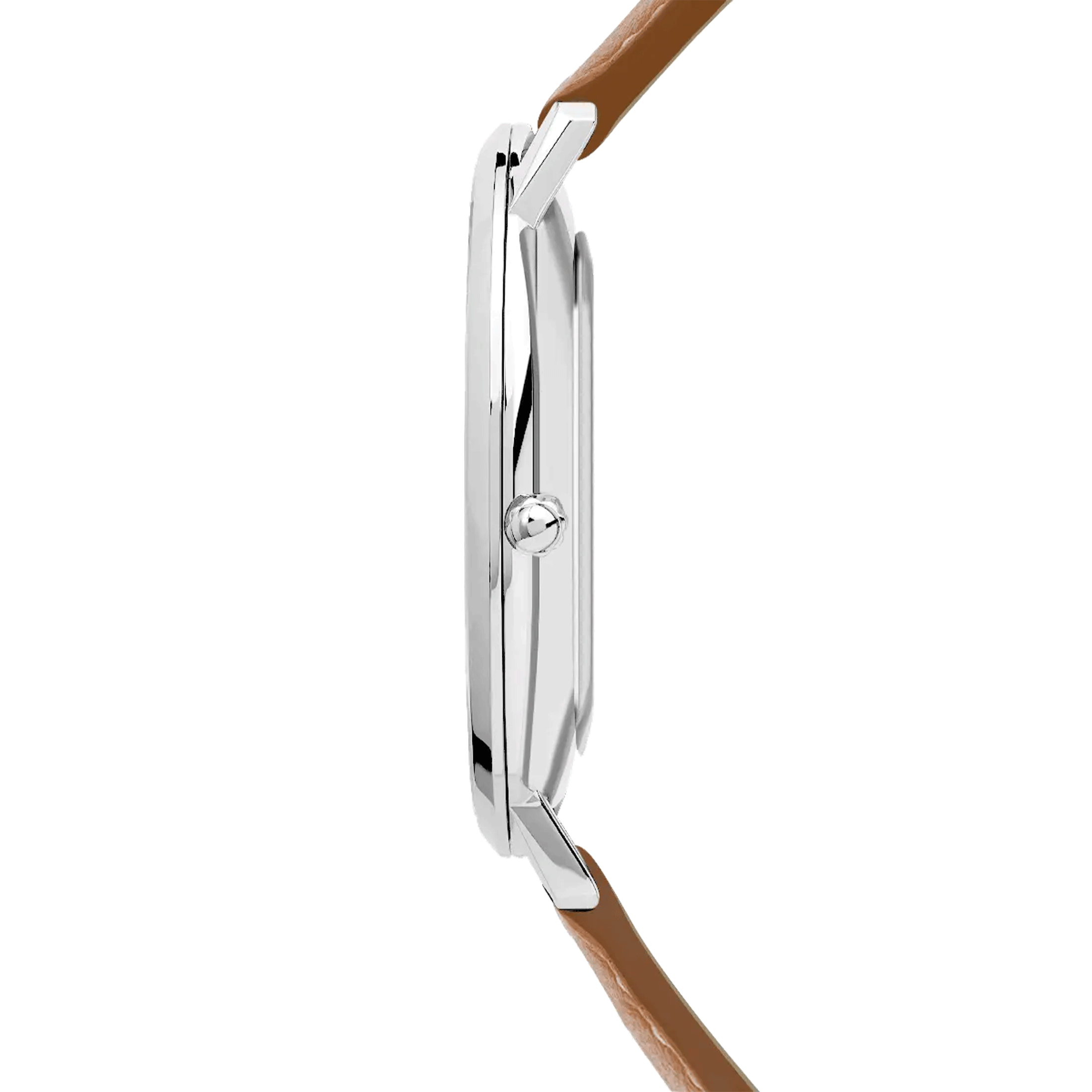 Montre Herbelin City quartz cadran bleu bracelet cuir marron 38,7 mm