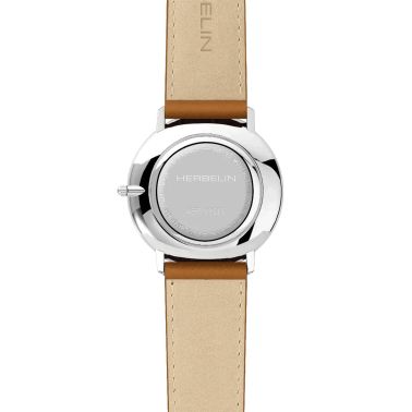 Montre Herbelin City quartz cadran bleu bracelet cuir marron 38,7 mm