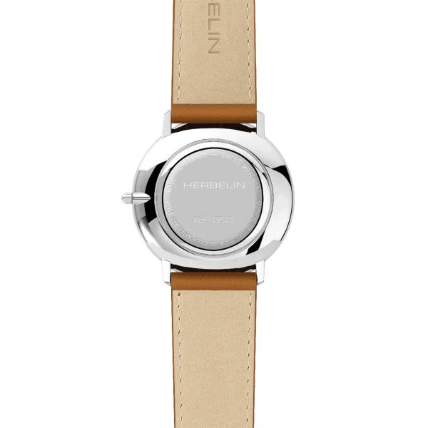 Montre Herbelin City quartz cadran bleu bracelet cuir marron 38,7 mm