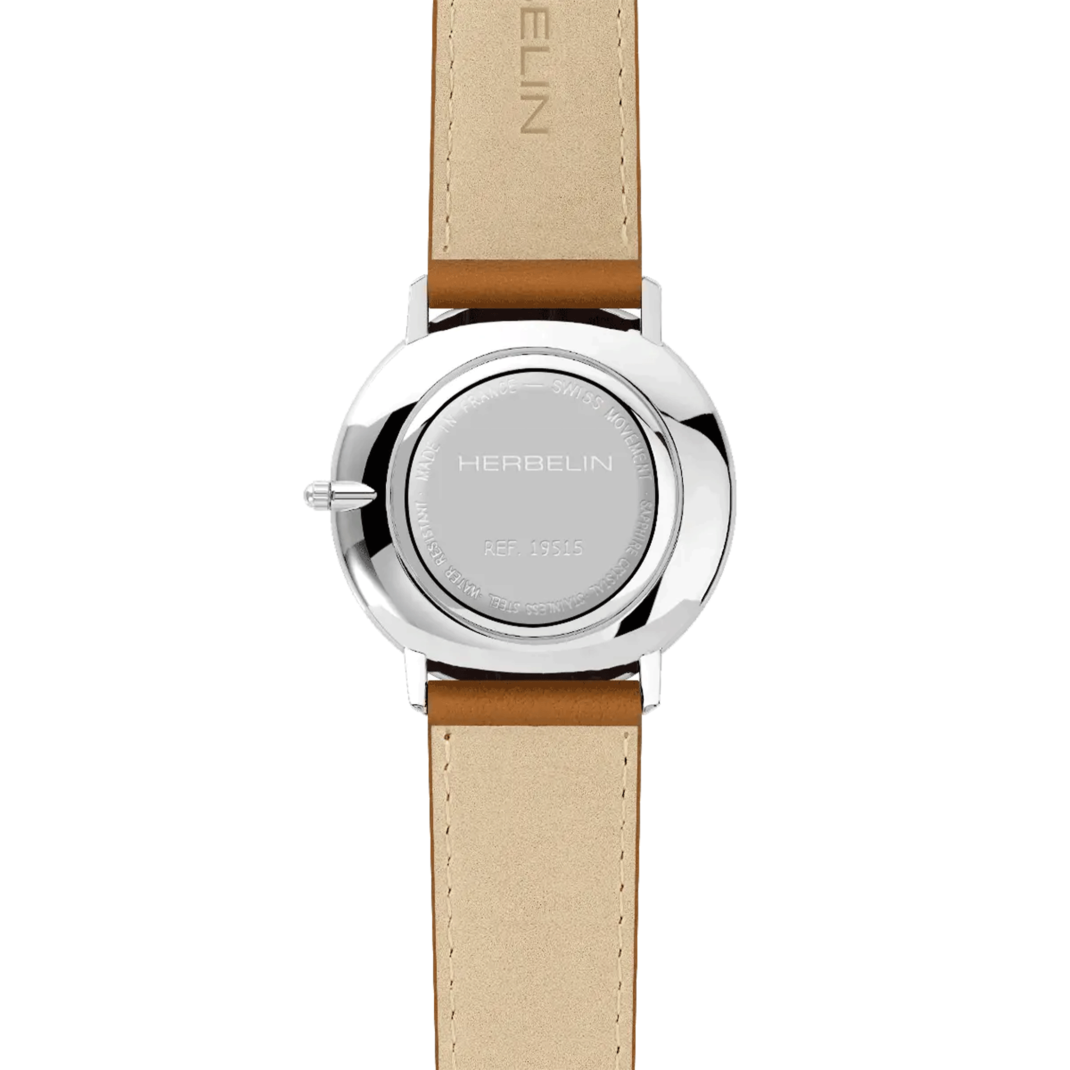 Montre Herbelin City quartz cadran bleu bracelet cuir marron 38,7 mm