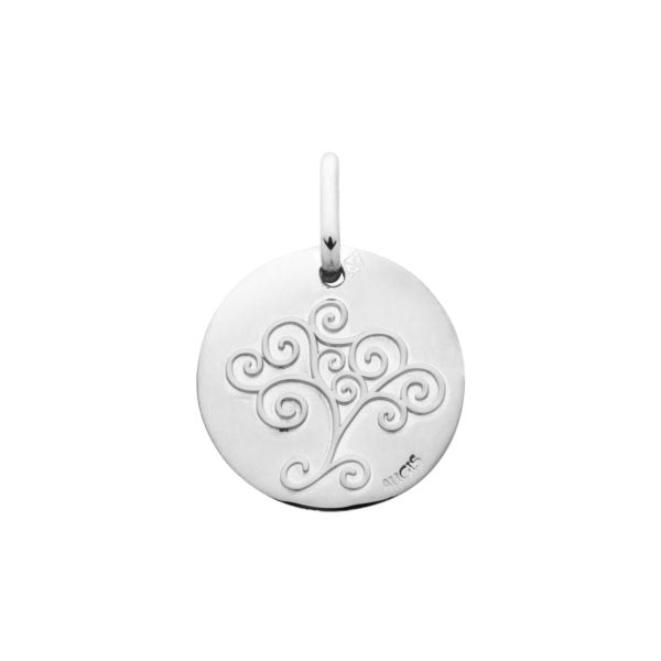 Médaille A.Augis baptême Arbre de Vie arabesque en or blanc