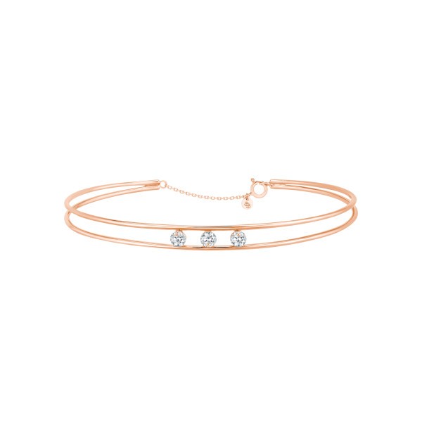 Jonc La Brune et La Blonde Hula Hoop en or rose 3 diamants taille brillant 0,30 carat - Soldat_PL