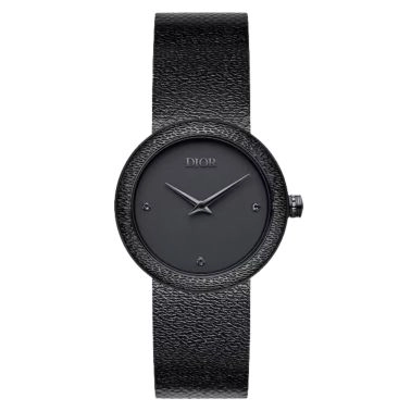 Montre D de Dior Black Ultramatte quartz cadran noir lunette sertie bracelet acier noir 34 mm