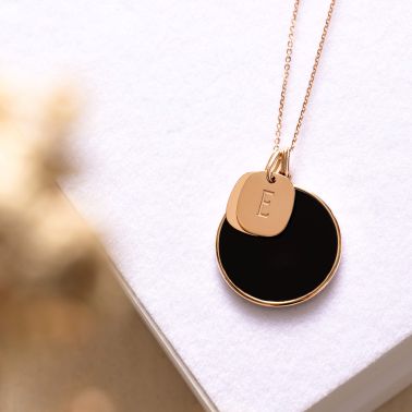 Lepage Colette Lune medal in rose gold and onyx