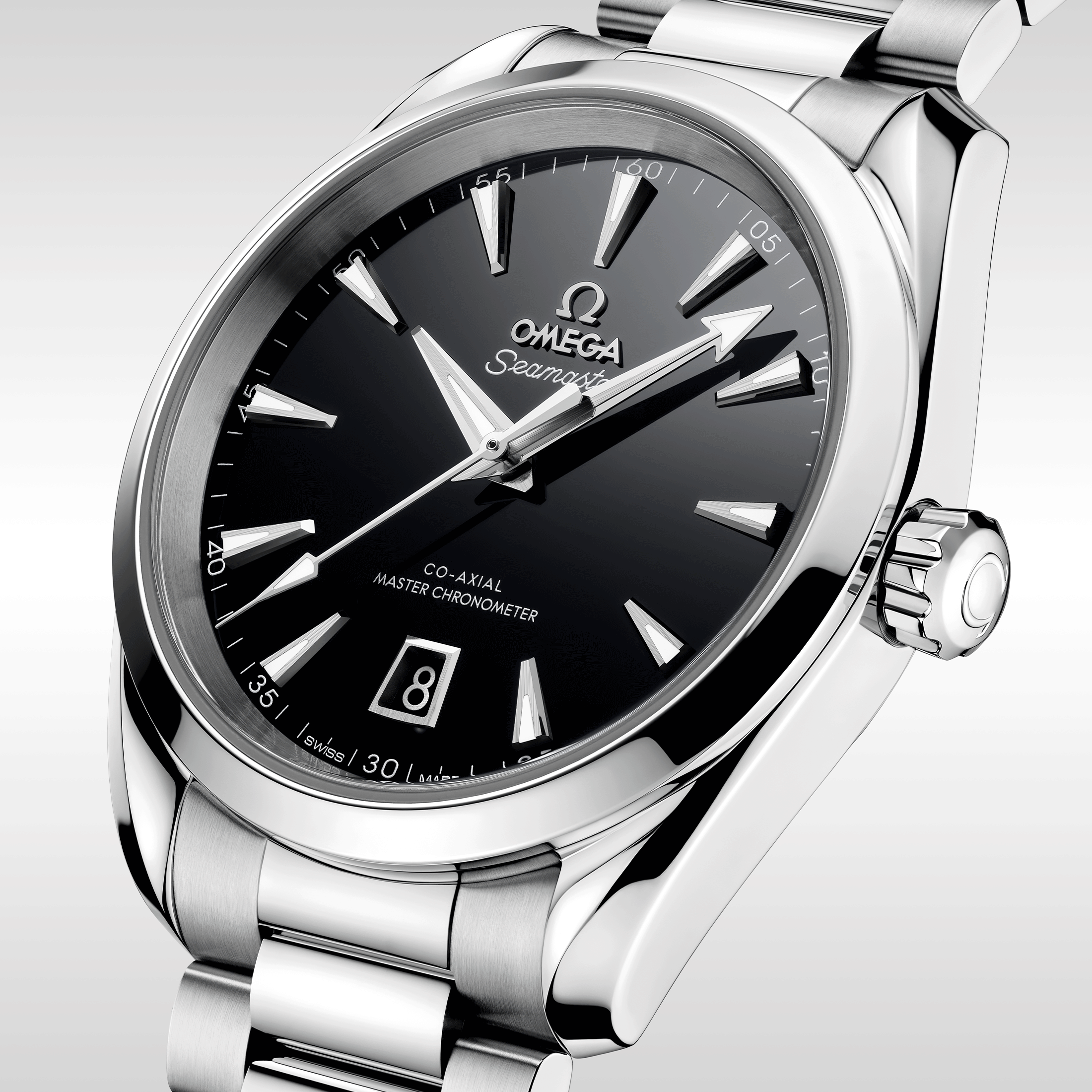 Montre Omega Seamaster Aqua Terra 150m Co-Axial Master Chronometer cadran noir bracelet acier 38 mm