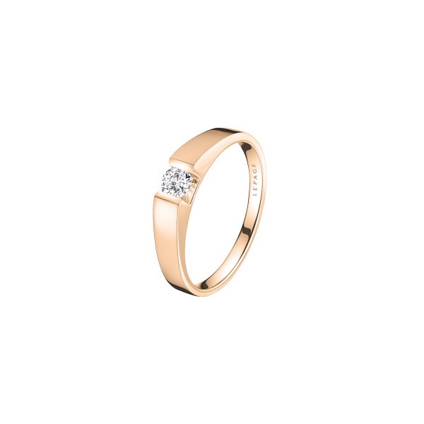 Solitaire Lepage Audacieuse en or rose diamant