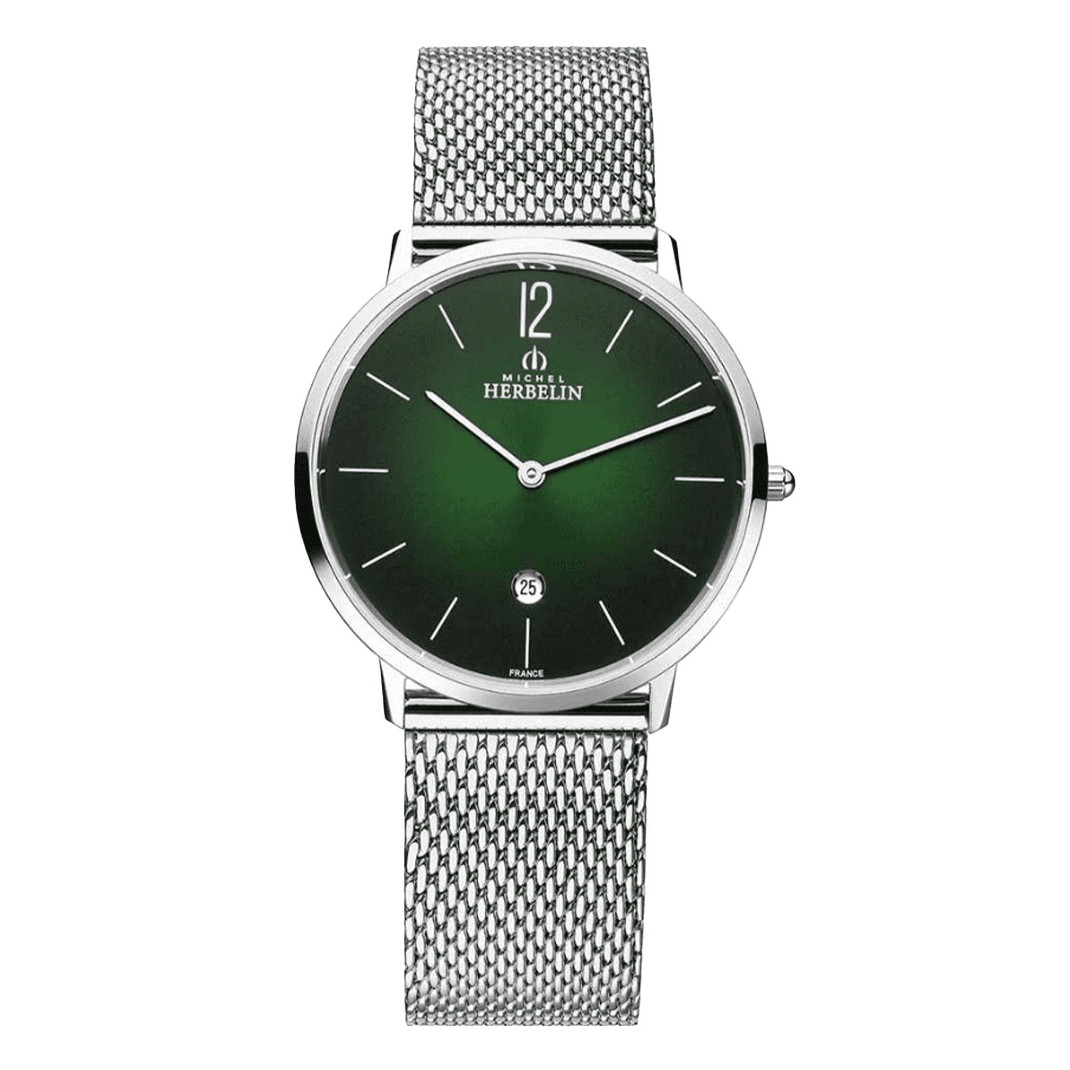 Montre Michel Herbelin City quartz cadran vert bracelet acier 38,7 mm