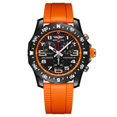 Montre Breitling Professional Endurance Pro cadran noir bracelet caoutchouc orange 44 mm