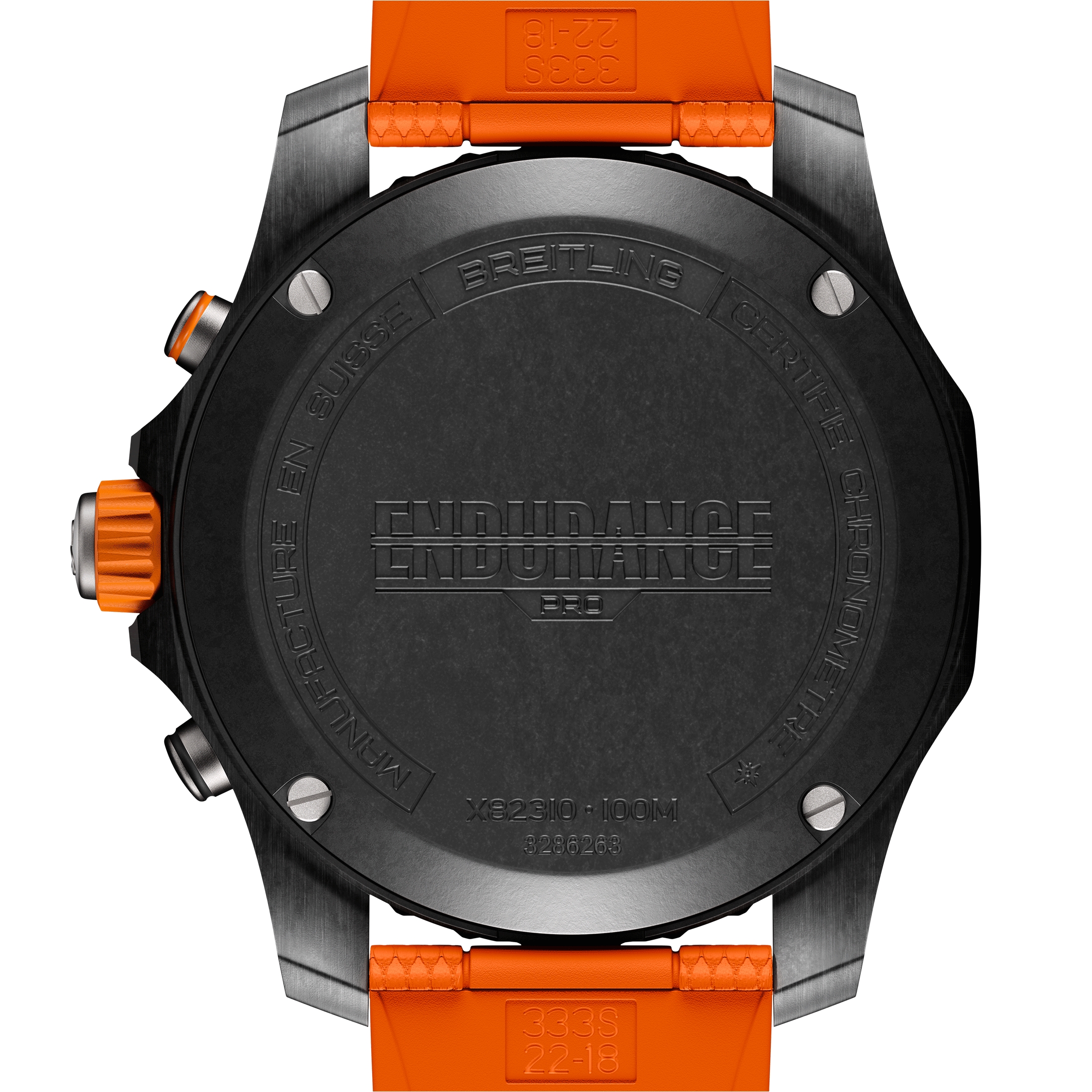 Breitling Professional Endurance Pro quartz black dial orange rubber bracelet 44 mm