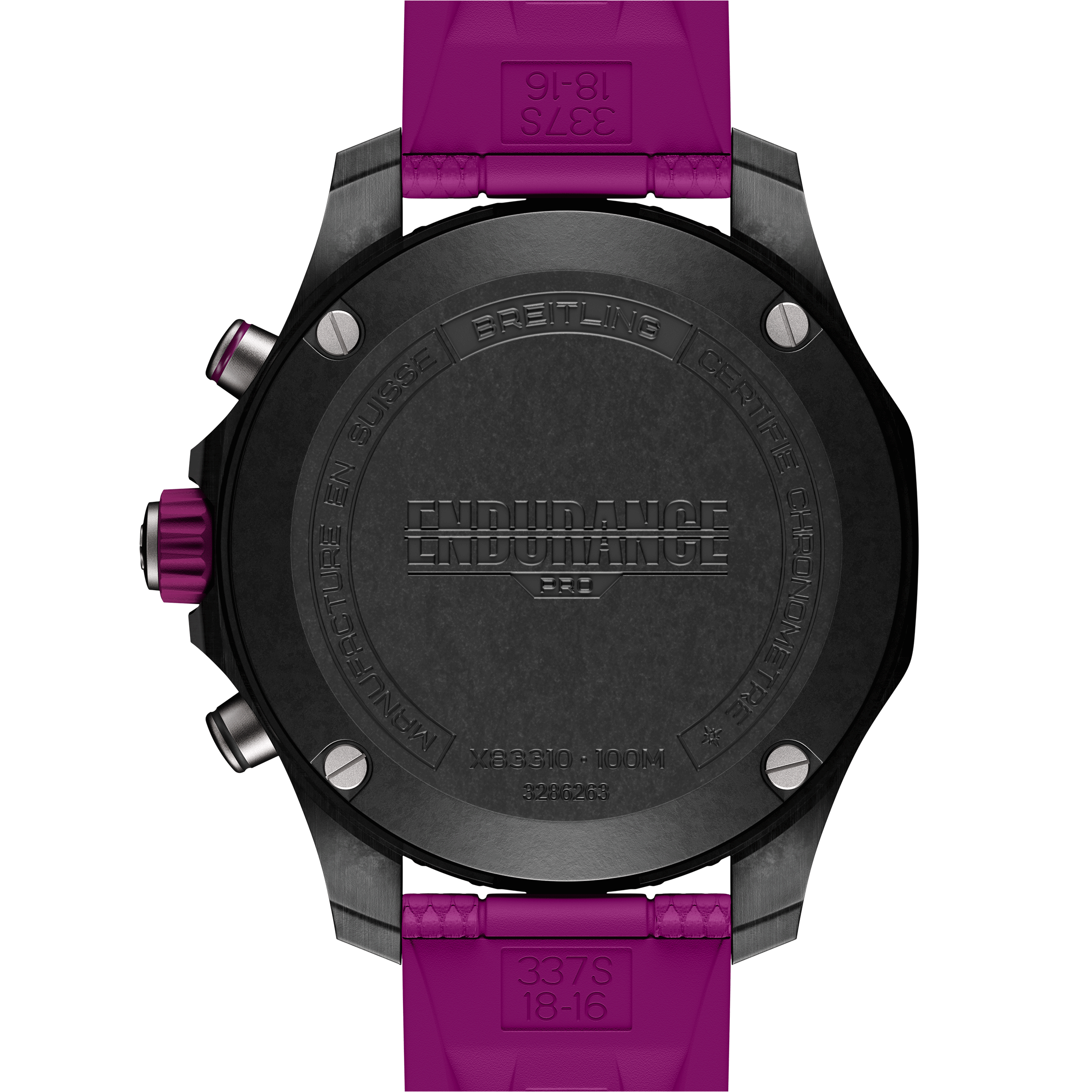 Breitling Professional Endurance Pro quartzblack dial purple rubber bracelet 38 mm