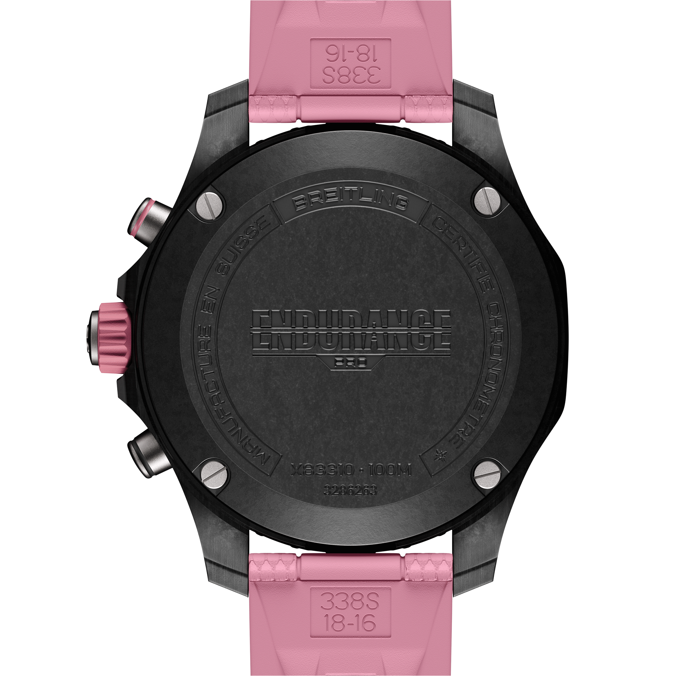 Breitling Professional Endurance Pro quartz black dial pink rubber bracelet 38 mm