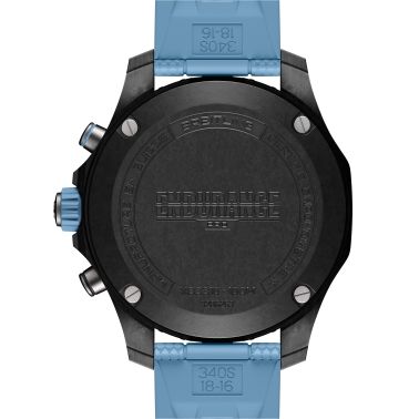 Montre Breitling Professional Endurance Pro cadran noir bracelet caoutchouc bleu clair 38 mm