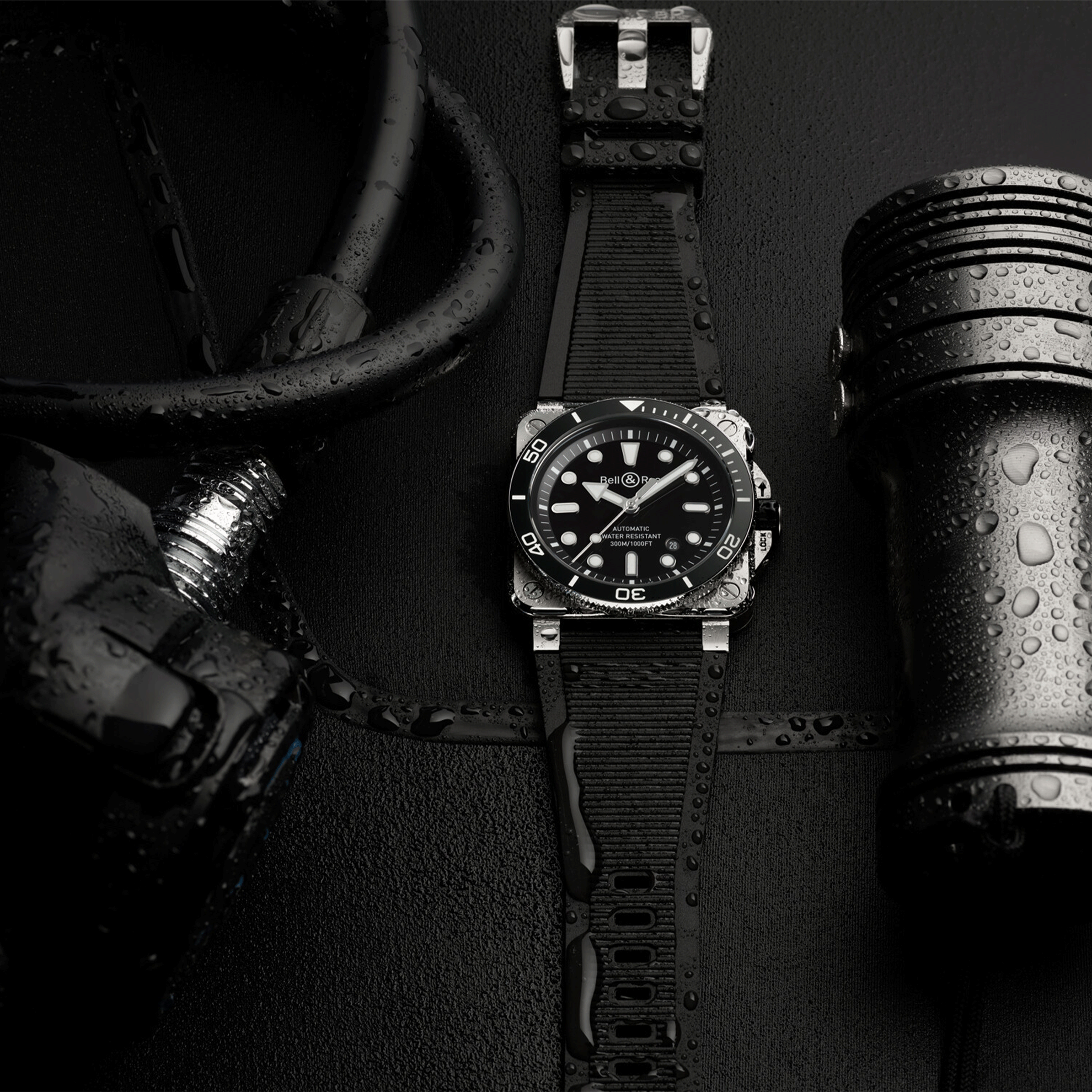 Bell & Ross BR 03 Diver Black Steel automatic black dial rubber strap 42 mm