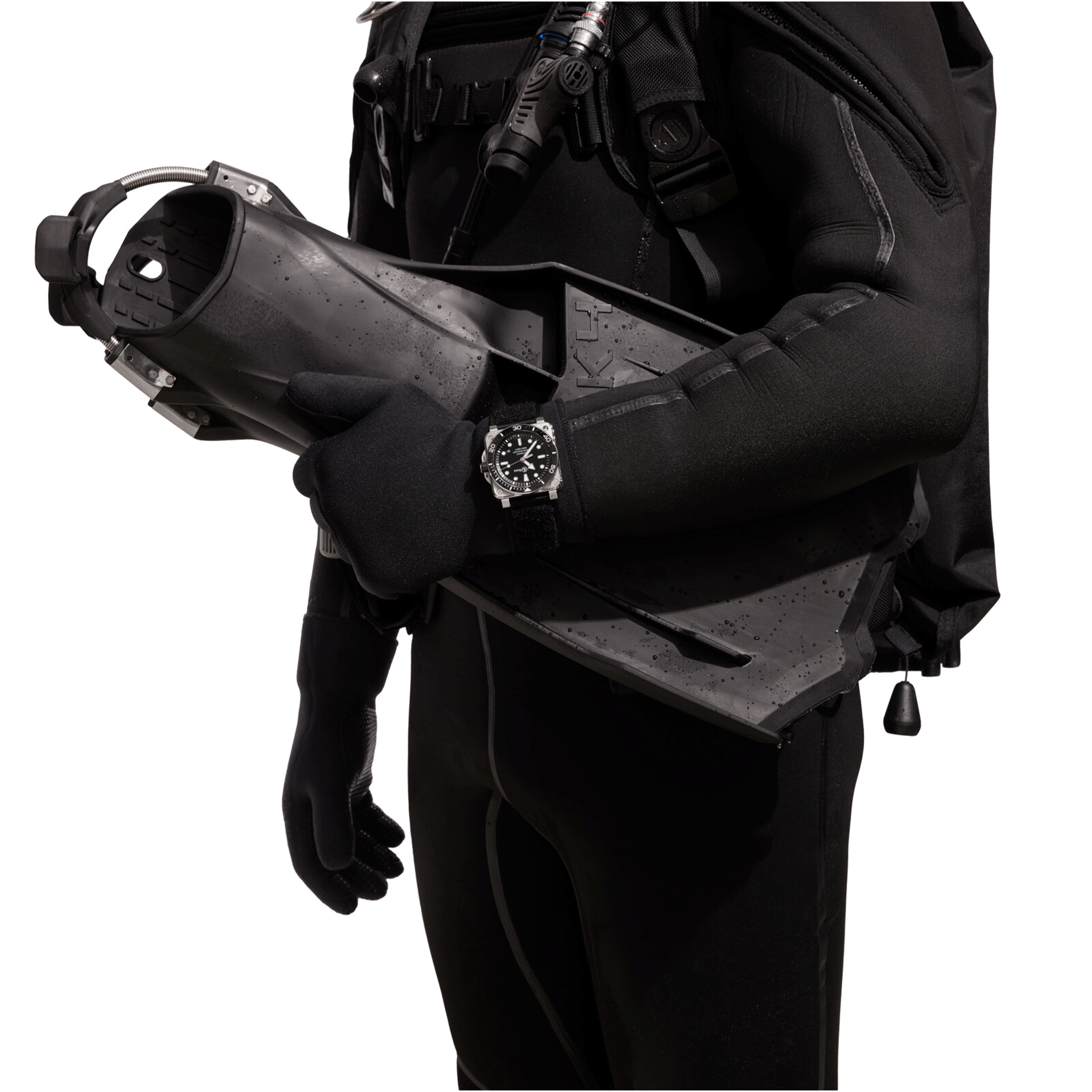 Montre Bell & Ross BR 03 Diver Full Black Steel automatique cadran noir bracelet caoutchouc 42 mm