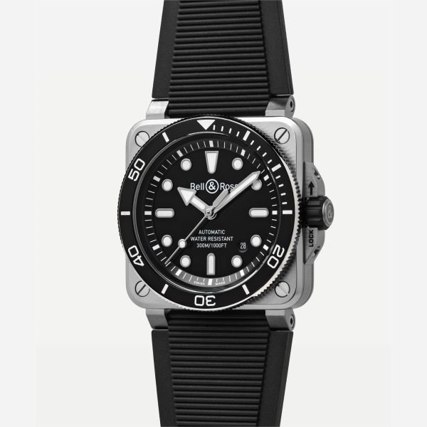 Bell & Ross BR 03 Diver Black Steel automatic black dial rubber strap 42 mm