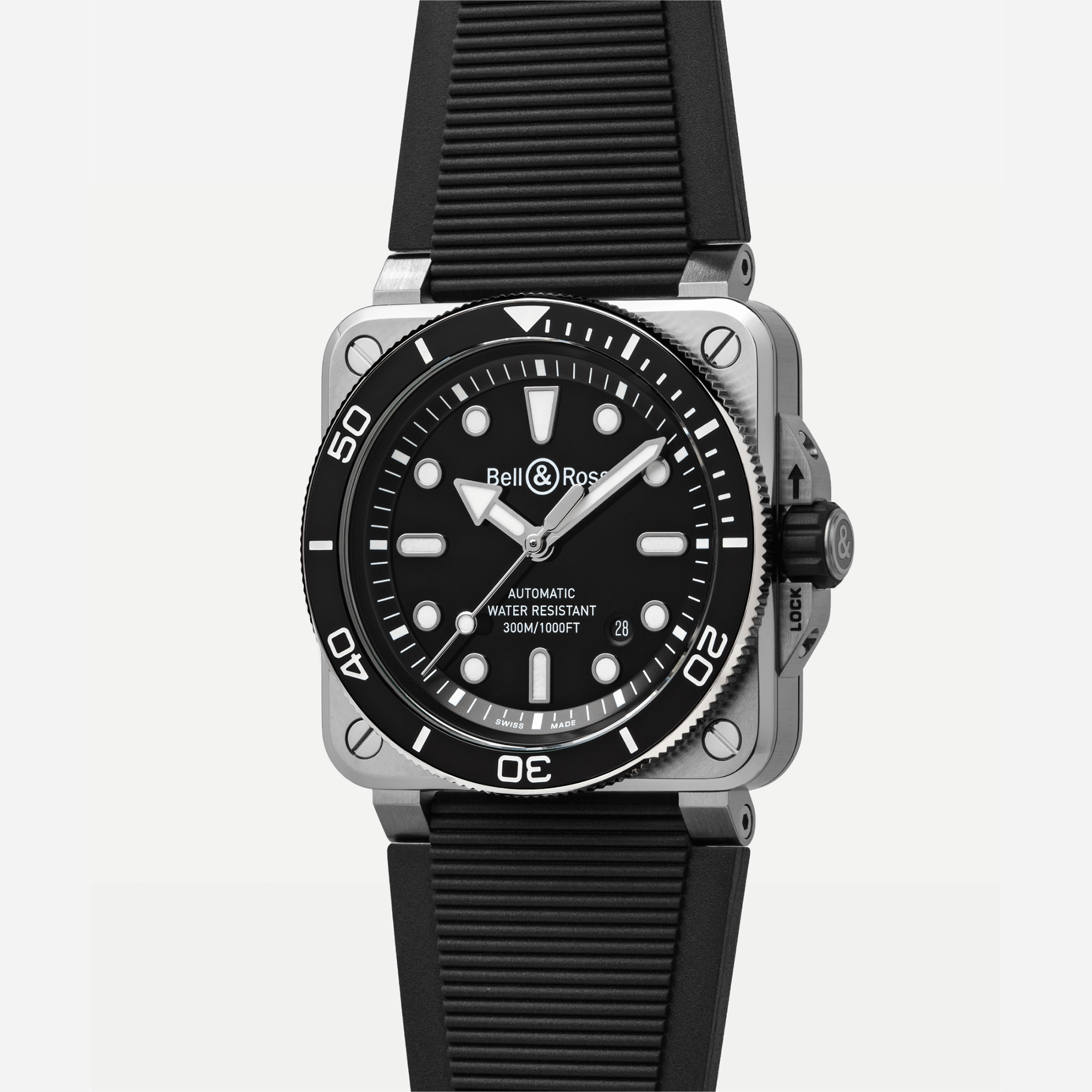 Bell & Ross BR 03 Diver Black Steel automatic black dial rubber strap 42 mm