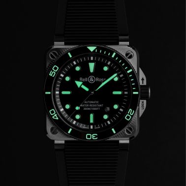 Bell & Ross BR 03 Diver Black Steel automatic black dial rubber strap 42 mm