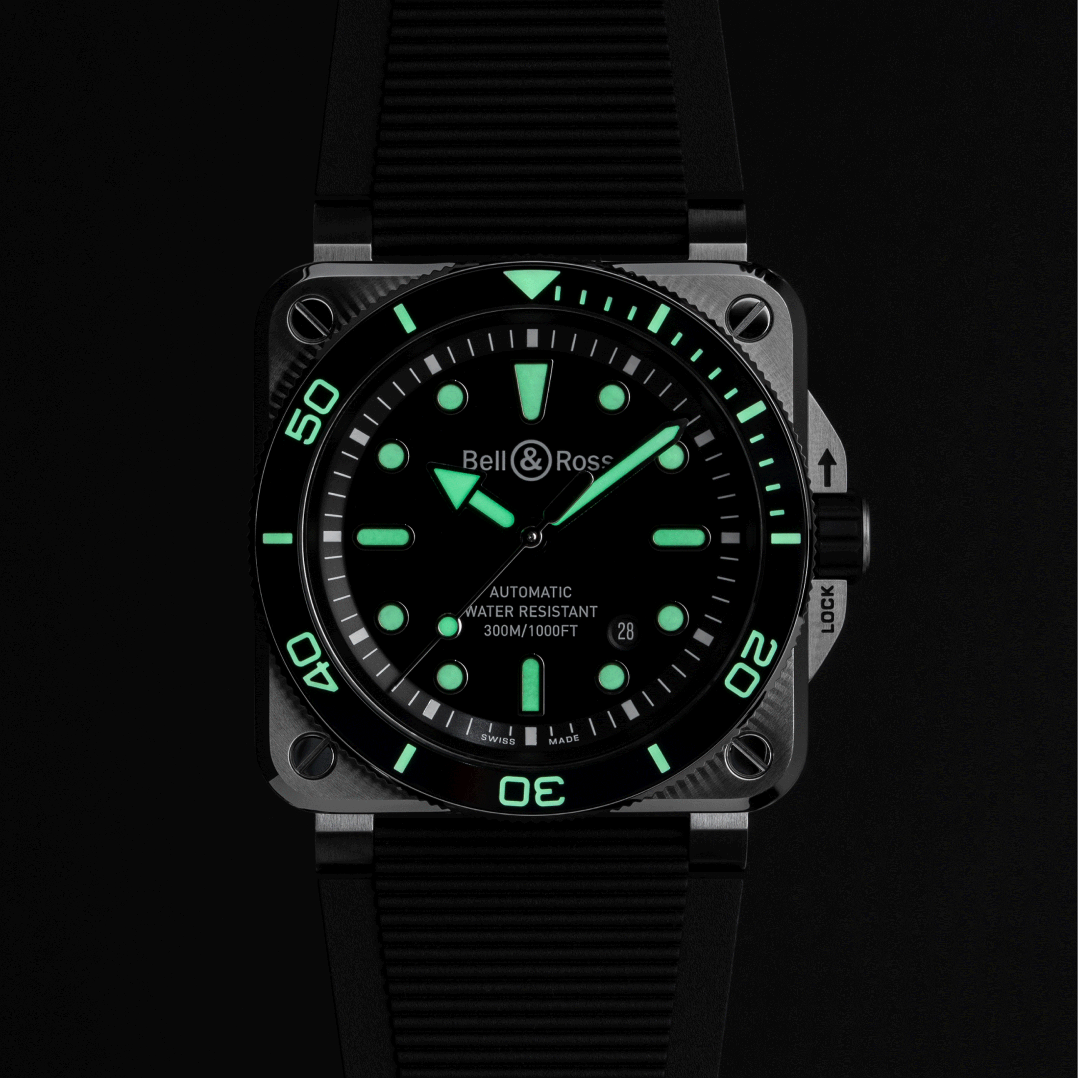Bell & Ross BR 03 Diver Black Steel automatic black dial rubber strap 42 mm